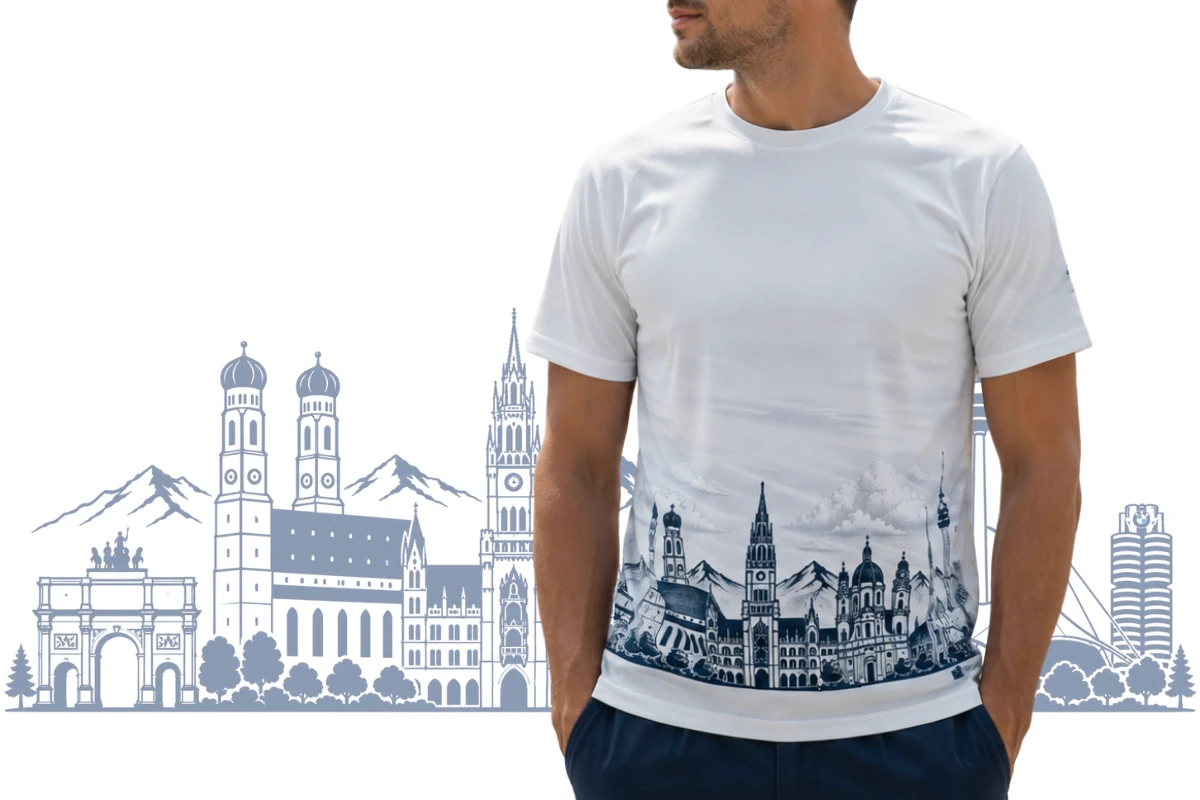 Fertiges individuell gestaltetes Sportshirt nach der Umsetzung eines KI Designs.